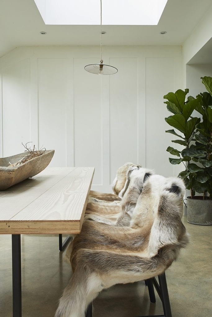 cowhide upholstered on kitchen chairs