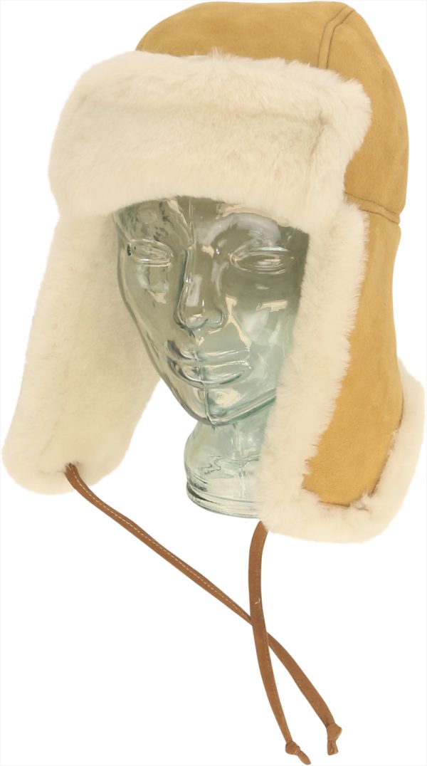 MERINO WOOL TRAPPER HAT TAN MEDIUM